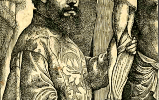 A portrait of Vesalius from De humani corporis fabrica, via Wikipedia entry medicine