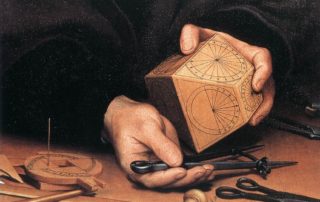 Hans Holbein the Younger, detail from portrait of Nikolaus Kratzer, at wga.hu