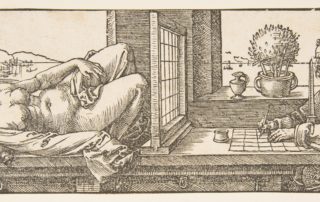 Artist drawing a nude woman in perspective by Albrecht Durer