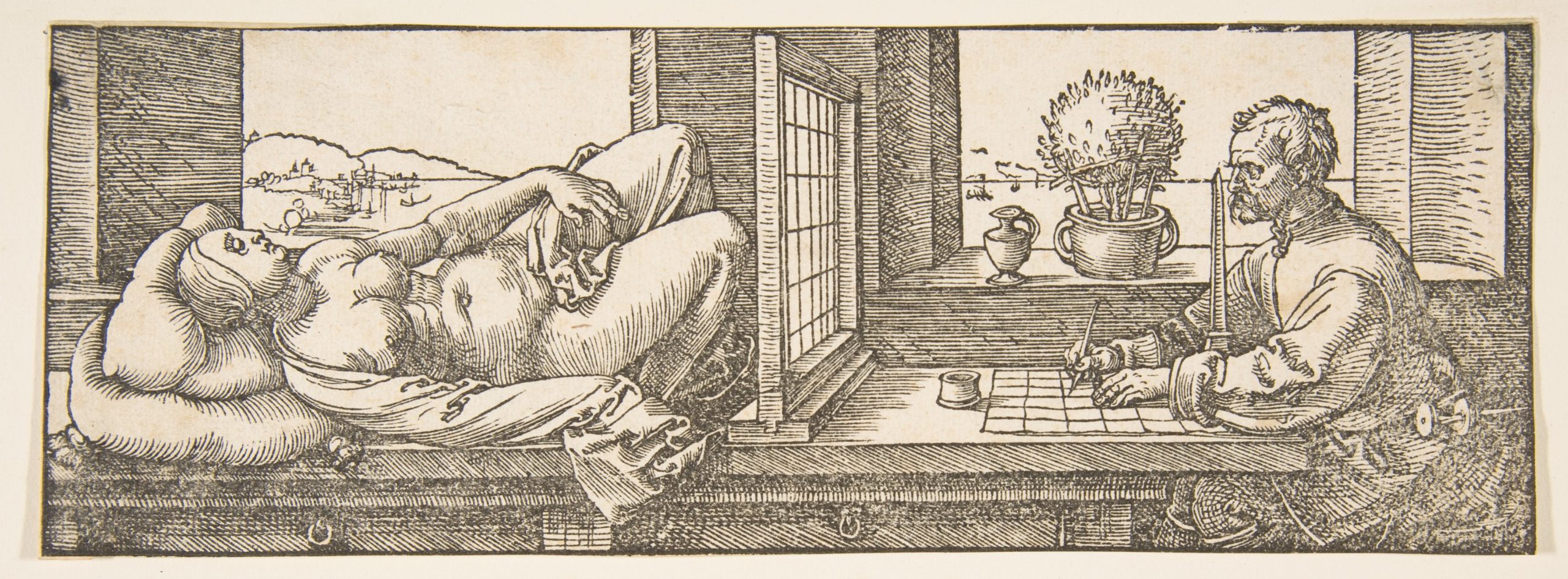 Artist drawing a nude woman in perspective by Albrecht Durer